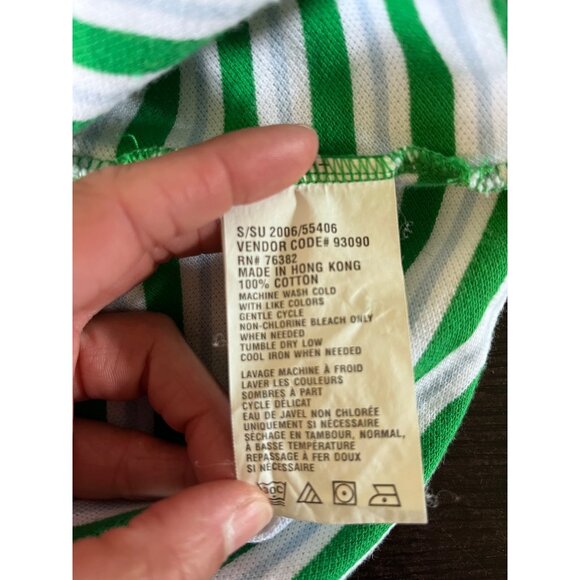 Timberland Mens Large Polo Shirt Striped Green Quarter Button Regular Fit Cotton - Picture 5 of 6